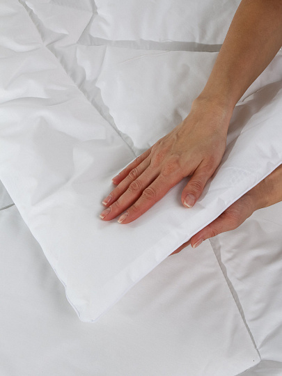 Одеяло евро, 200х220 см, Лебяжий пух, 350 г/м2, зимнее, тик, хлопок, Silvano