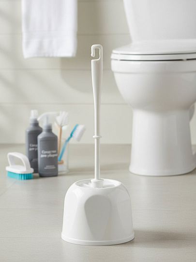 Ерш для туалета Мультипласт, Стандарт, напольный, пластик, белый, MPG961031/962274