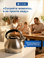 Чайник нержавеющая сталь, 3 л, со свистком, матовый, ручка бакелитовая, Daniks, GS-04511 - фото 5