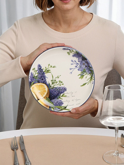 Тарелка доломит, 21х21х2.3 см, круглая, Лаванда, Daniks