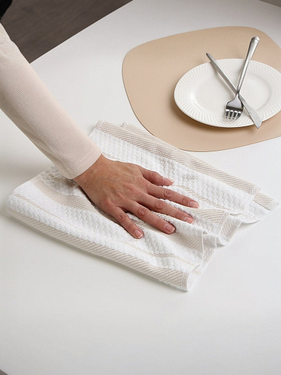 Полотенце кухонное махровое, 30х50 см, 400 г/м2, 100% хлопок, Silvano, Piano, бежевое, Узбекистан