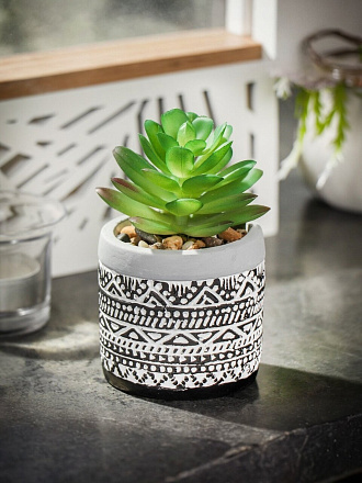 Цветок искусственный декоративный Суккулент, в кашпо, 6.5х6.5х10 см, Y4-6920