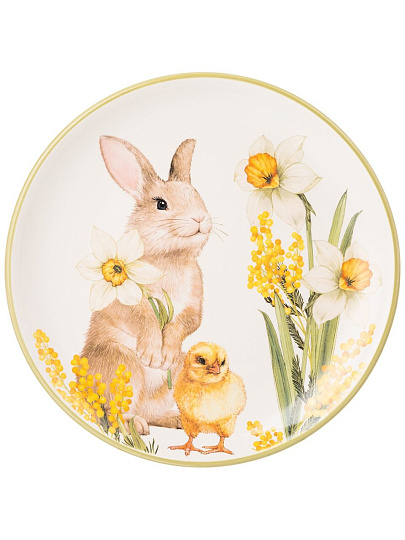 Тарелка закусочная, керамика, 21 см, круглая, Sunday, Agness, 358-2199, желтая