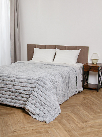 Покрывало евро, 240х260 см, 100% полиэстер, верх ткань 460 гр/м, низ ткань 200гр/м, Silvano, Кролик, серое