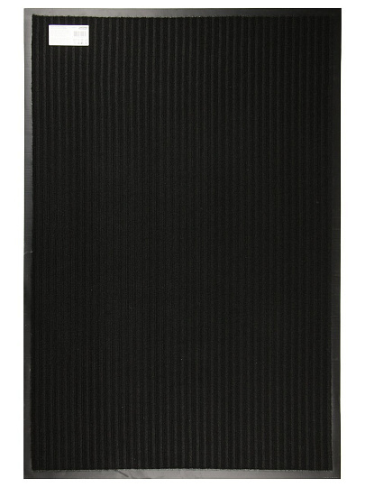 Коврик грязезащитный, 80х120х0.5 см, прямоугольный, резина, с ковролином, ребристый, черный, 35-063/w