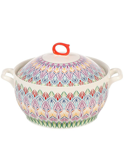 Кастрюля для запекания керамика, 24х10 см, 1.6 л, круглая, с крышкой, Восток, Y6-10192/Y4-9178