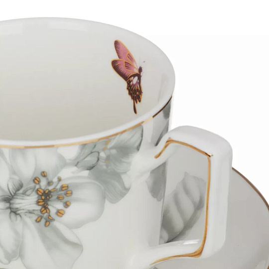 Чайная пара керамика, 2 предмета, на 1 персону, 260 мл, Millimi, Гарден, 802-127, подарочная упаковка