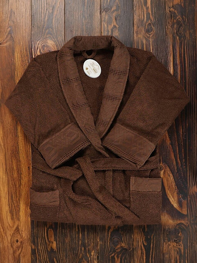 Халат мужской, махровый, 100% хлопок, коричневый, L-XL, 48-50, Barkas, Aria, AI-1905026