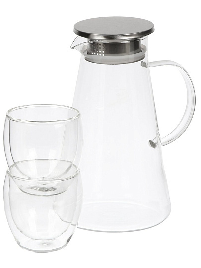 Кувшин стекло, 1.2 л, с крышкой, ТМ Глория, Bonjart, 27042, 2 стакана 250 мл