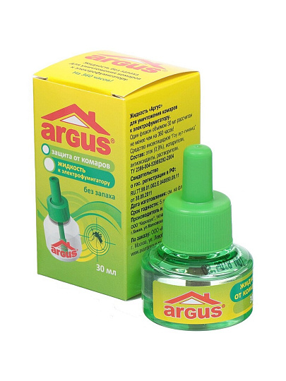 Репеллент от комаров, жидкость для фумигатора, без запаха, 45 ночей, Argus, 30 мл
