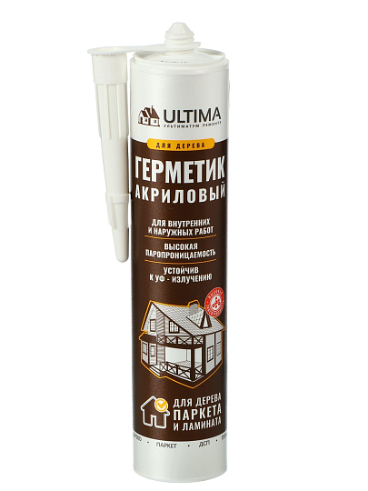 Герметик акриловый, для дерева, Ultima, ULTО300, 300 г, орех