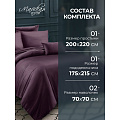 Постельное белье 2-спальное, простыня 200х220 см, 2 наволочки 70х70 см, пододеяльник 175х215 см, Майская ночь, страйп-полисатин, фиолетовый, Однотонный - фото 4