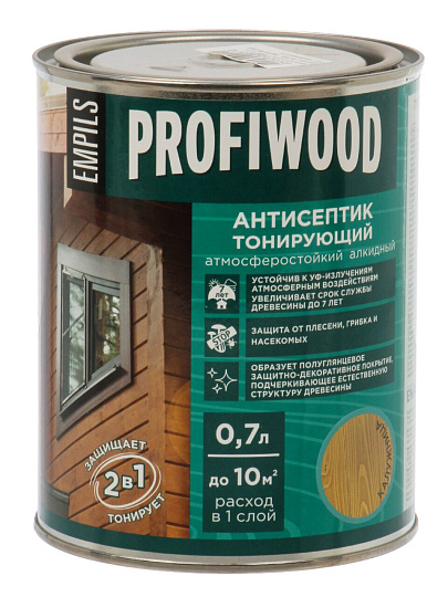 Антисептик Profiwood, для дерева, тонирующий, калужница, 0.6 кг