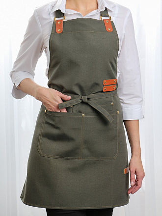 Фартук 66х75 см, 100% полиэстер, с карманом, зеленый, A170093