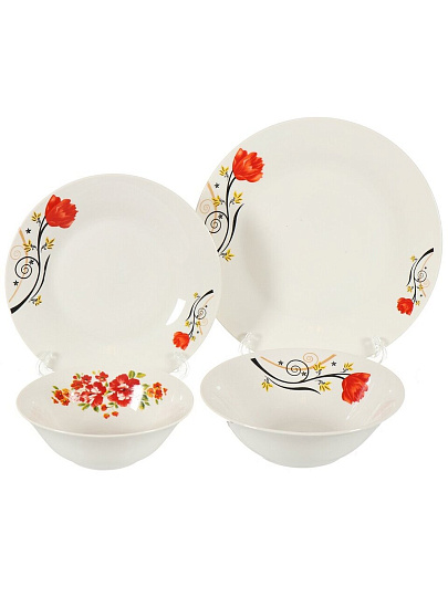 Салатник керамика, круглый, 18х5 см, 0.6 л, Красный Тюльпан, Daniks