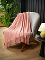 Плед 1.5-спальный, 130х170 см, 100% полиэстер, Silvano, Теплые объятия ромбы, пудрово-розовый, вязаный, TB22-50