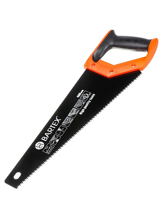 Ножовка по дереву, 400 мм, закаленные зубья, тефлоновое покрытие, 3D-заточка, 7 TPI, рукоятка двухкомпонентная прорезиненная, Bartex, Expert, E-400
