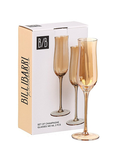 Бокал для шампанского, 140 мл, стекло, 2 шт, Billibarri, Kandelario, 900-126