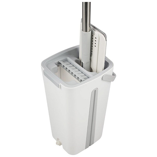 Набор для уборки ведро с отжимом, швабра МОП, белый с серым, Рыжий кот, Helper, 109965