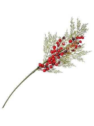 Цветок искусственный декоративный Ветвь с ягодами, 62 см, красный, Y4-7942