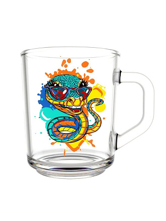 Кружка стекло, 200 мл, Декостек, 335-Д, в ассортименте