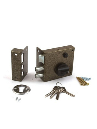 Замок накладной дверной, Омега, 3Н-3, 00-00000646, бронза