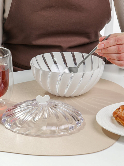 Сахарница 800 мл, пластик, с крышкой, белая, Альтернатива, Грация, М6351