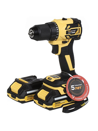 Дрель-шуруповерт аккумуляторный, Hanskonner, HCD2065C, бесщеточный, 18 В, 1BatterySystem, 2х2.0Ач, кейс