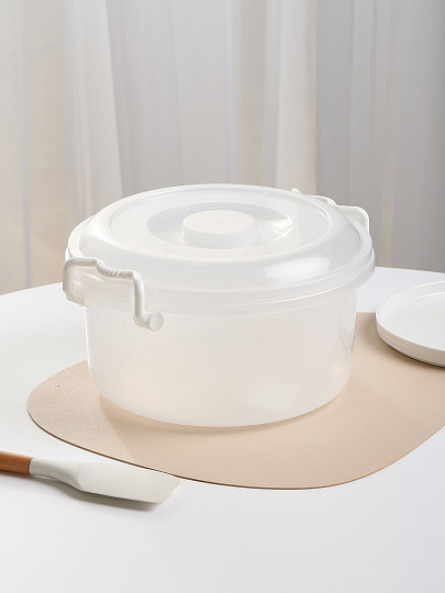 Контейнер пищевой пластик, 5 л, 30.3х27.7х14 см, круглый, с ручками, Альтернатива, М097