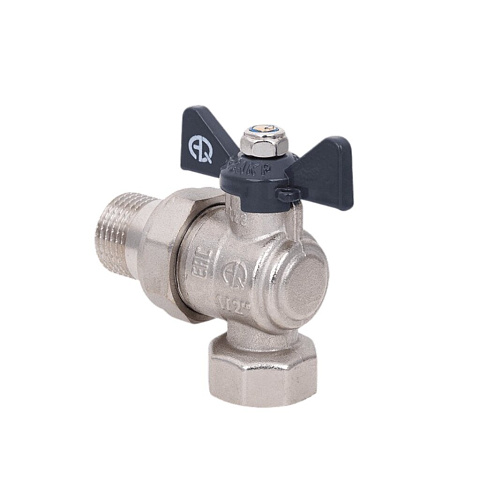 Кран для воды с американкой 1/2",г-ш, углов, ручка-бабочка, AquaLink