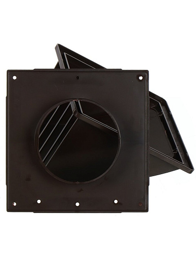 Выход стенной пластик, вытяжной, 175х175 мм, с обратным клапаном, с фланцем D100, коричневый, Event, 175К100ФВ кор