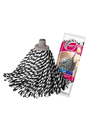 Сменный блок для швабры хлопок, 25 см, веревочный, круглый, черный, York, Пепита, 073170