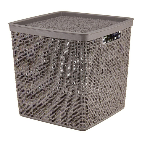 Ящик хозяйственный для хранения, 17 л, 28х28х28 см, с крышкой, французcкий серый, Idea, Бязь, М 2327