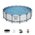 Бассейн каркасный Bestway, 488х122 см, Steel Pro Max, 5612Z, фильтр-насос, лестница, тент, 19480 л - фото 7