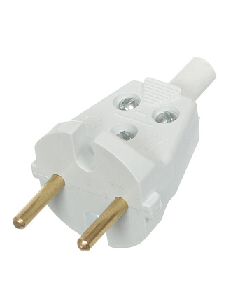 Вилка без заземления, белая, В6-001, УТ000002570