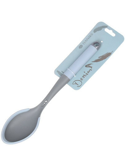 Ложка поварская для кухни, нейлон, силикон, навеска, Daniks, Denim, WFCF016-1
