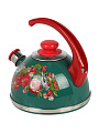 Чайник сталь, эмалированное покрытие, 2.5 л, со свистком, ручка консольная, Рубин, Цветущий гранат, бирюзовый, T04/25/06/37/H13 - фото 2