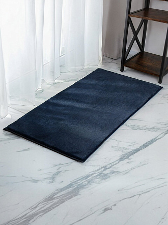 Коврик интерьерный 0.6х1.2 м, прямоугольный, темно-синий, искусственный мех, A090285