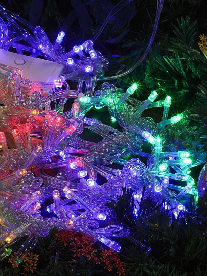 Гирлянда 320 ламп, 3х2 м, 8 режимов, Занавес, свет мультиколор, прозрачная, в помещении, сетевая, LED