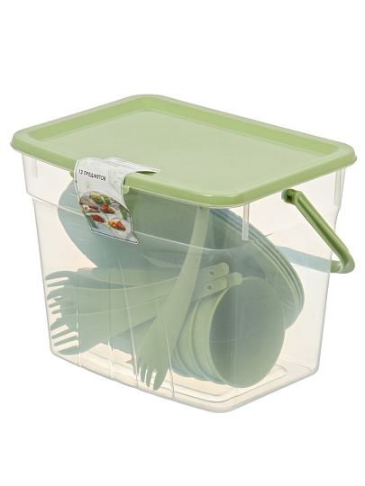 Набор для пикника на 4 персоны, 13 предметов, в контейнере, фисташка, Sugar&amp;Spice, SE1808ФС-ТЛ