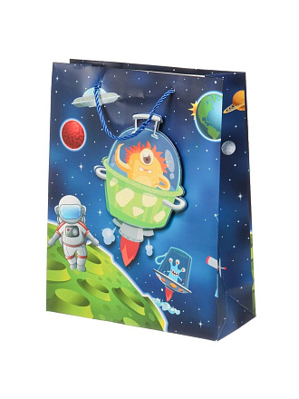 Пакет подарочный бумага, 32х10х26 см, Для юного космонавта, Y4-9777