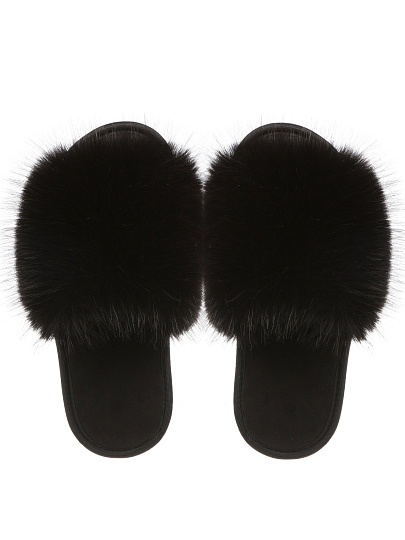 Тапки для женщин, черные, р. 37, меховые, ЛЮКС А