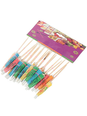 Шпажки декоративные дерево, 10 см, 20 шт, в ассортименте, Зонтик, Y3-605