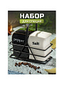 Набор для специй керамика, 2 шт, на подставке, бело-черный, Y4-8378