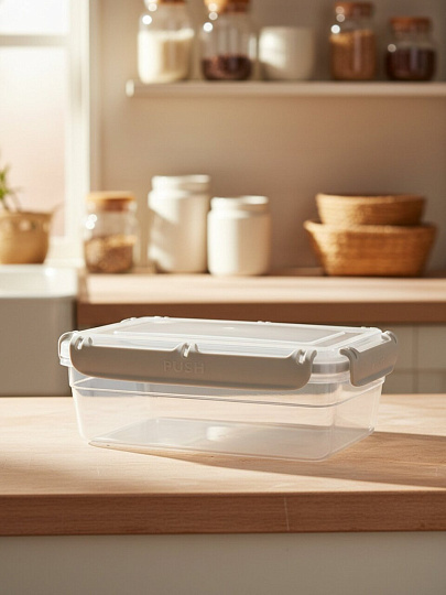 Контейнер пищевой пластик, 0.8 л, 17.9х12.6х6.9 см, пепельный жемчуг, прямоугольный, Plast team, Bergen, PT104310024
