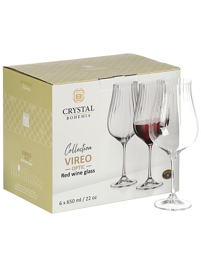 Бокал для вина, 650 мл, стекло, 6 шт, Bohemia, Vireo optic, 91L/1SJ95/0/00000/650-664
