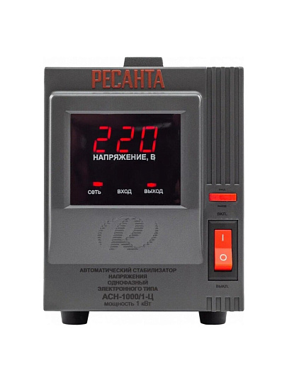 Стабилизатор напряжения Ресанта, ACH-1000/1-Ц, 1 кВт, 140-260 В, 63/6/2