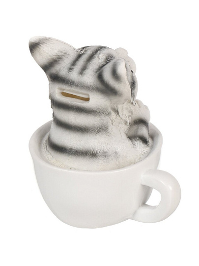 Копилка Котенок в чашке, 14 см, полистоун, Y6-10528