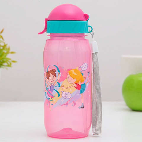 Бутылка питьевая детская пластик, Спорт, 400 мл, с трубочкой, КК0151