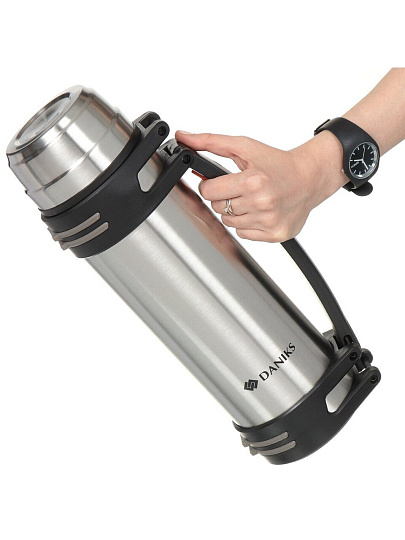 Термос нержавеющая сталь, 2 л, универсальная горловина, Daniks, колба нержавеющая сталь, серебристый, SL-200NGL